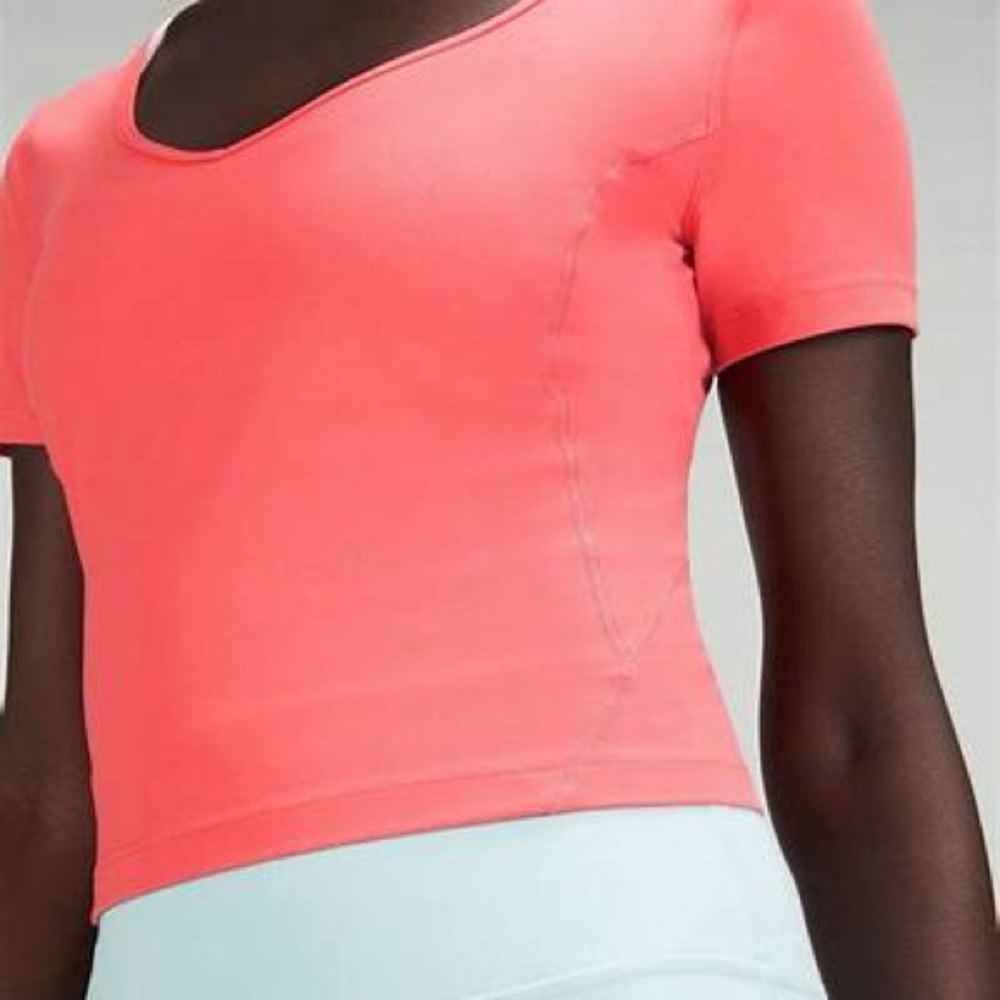 Lululemon Athletica Orange Pink Fitted Crop Bodysuit